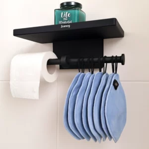Porte papier toilette double – Noir mat